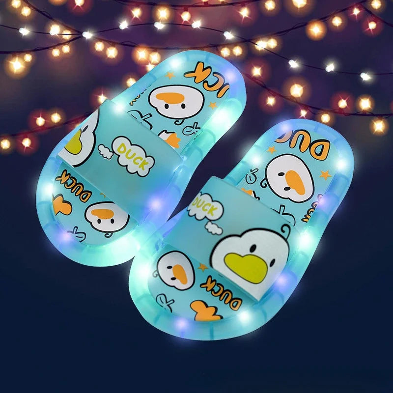 New Cute Luminous Kids Slippers Crystal Shoes Sparkling Lights Boys Girls Will Cartoon Glowing Cute Baby Cool Indoor Outdoor GlowCart