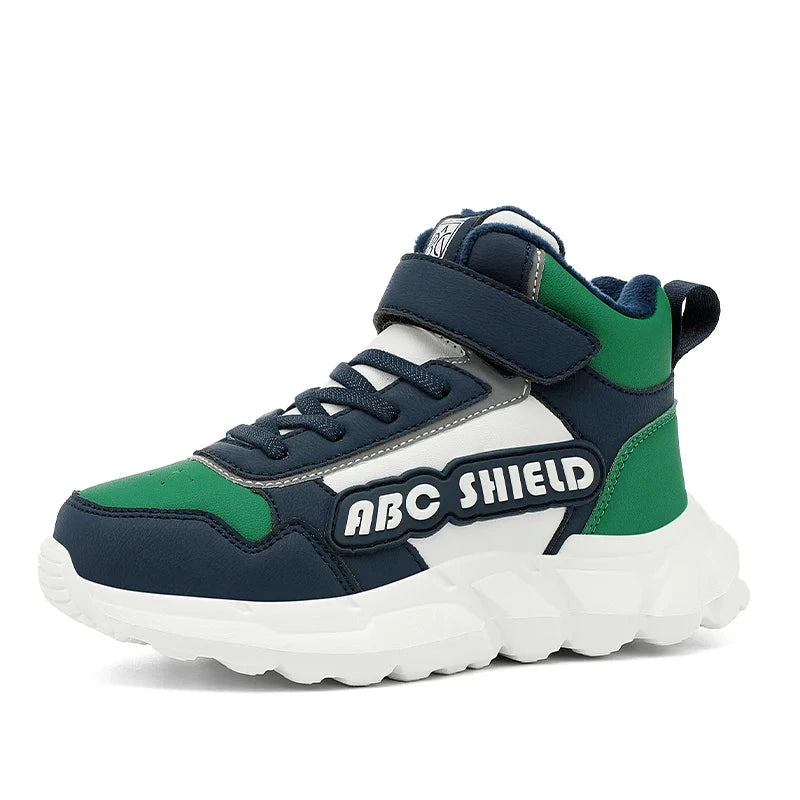 Autumn Winter Children Shoes Boys High Top Sneaker Warm Plush Kids Cotton Shoes Casual Sports Daily Boys Sneaker 4 To 12 Years GlowCart