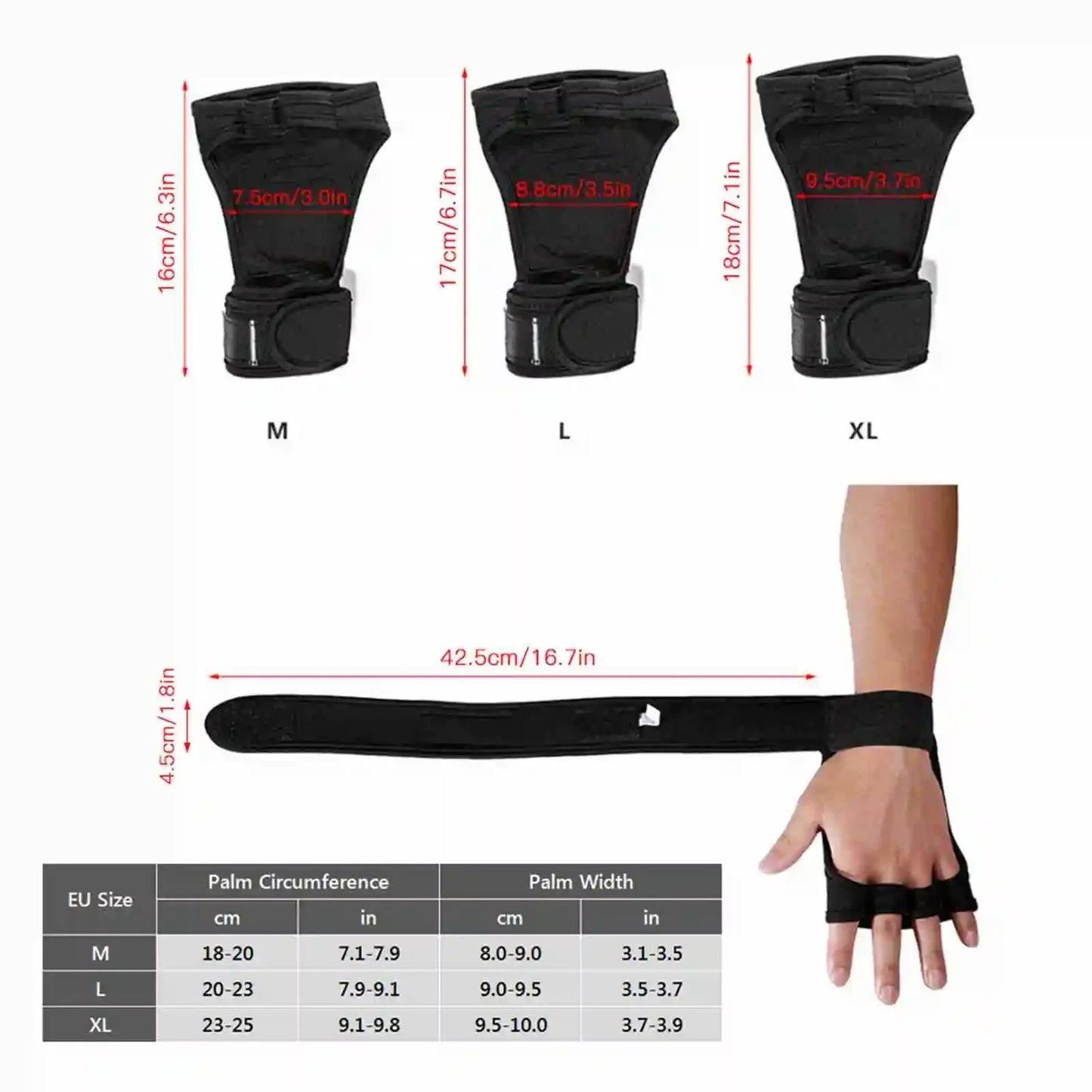 Half Finger Weight Training Gloves for Men Women Fitness Sports Wrist Palm Protector Gloves Anti-slip Gym Cycling Gloves Black GlowCart