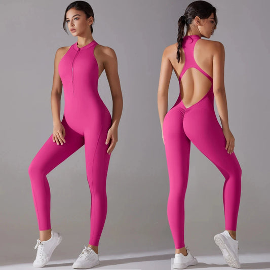 Sexy Hollow Backless Scrunch Sporty Jumpsuit Raises Butt GlowCart