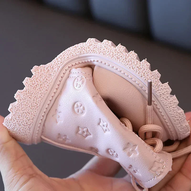 Girls Boots Autumn Winter Plush Children Boots Boys Girls Shoes Fashion Brand Soft Leather Warm Kids Boots GlowCart