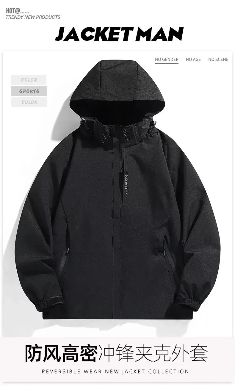Men's Waterproof Rain Jacket Lightweight Outer Hooded GlowCart
