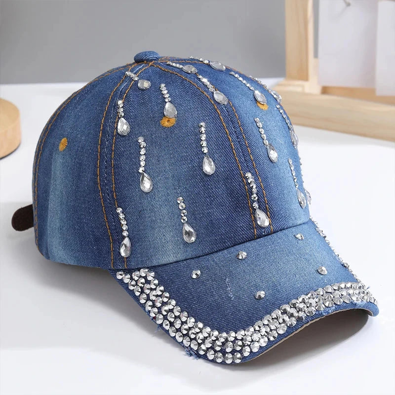 Adjustable Breathable Rhinestone Baseball Cap for Women GlowCart
