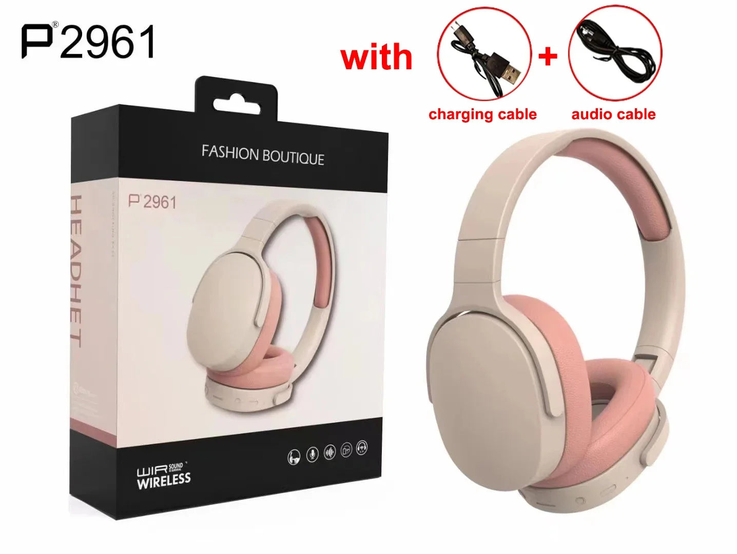 Original P2961 Bluetooth 5.3 Headphone Gaming Wireless Foldable Headset HiFi Powerful Bass Earphones Built-in Mic GlowCart