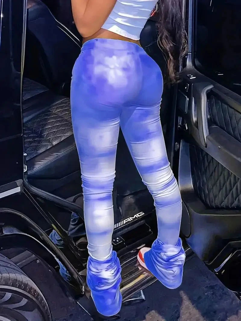 Vibrant Tie Dye High Waist Flared Leg Pants - Stylish Street GlowCart