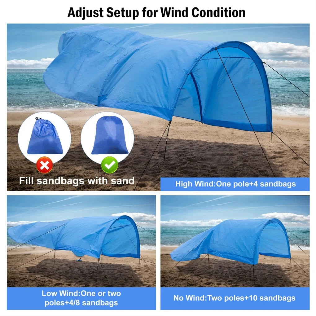 Extra-large camping beach tent suitable for 4-8 people, UV GlowCart