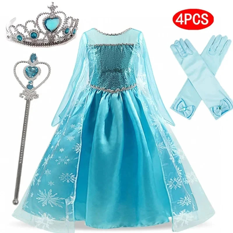 Girls Snow Queen Elsa Kids Costumes for Girl 2025 Carnival GlowCart