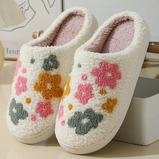 New Winter Lovely Women Slippers Girls Fashion Flowers Home GlowCart