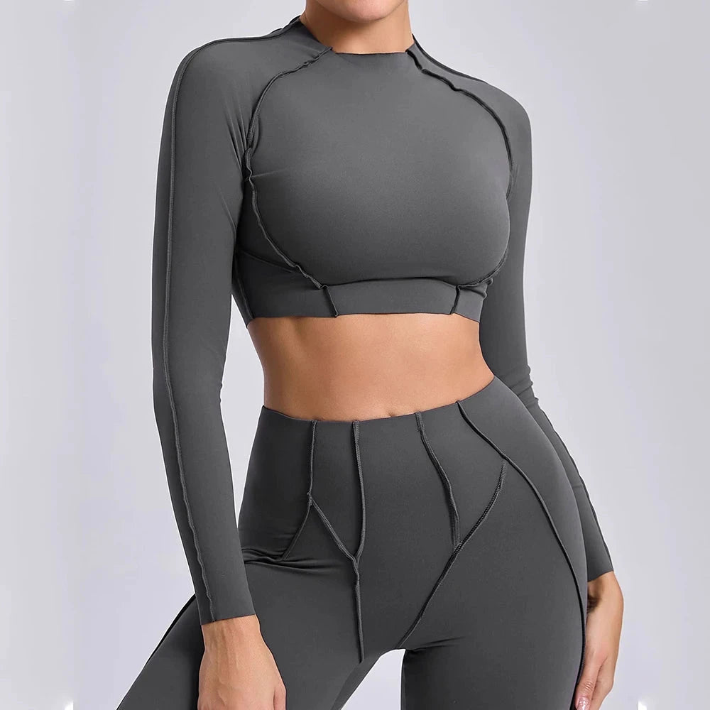 Long Sleeve Gym Shirts Sport Top Fitness Yoga Clothes for Women Active Wear Sports Shirt Elastic Fitness Yoga Running Shirts GlowCart