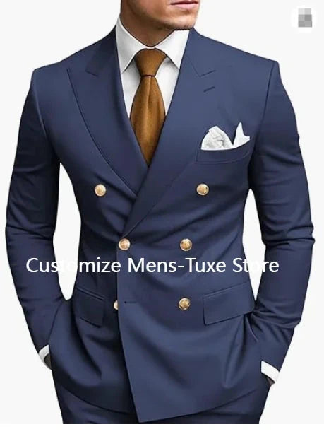 High Quality Brown Men's Suits Double Breasted Bespoke GlowCart