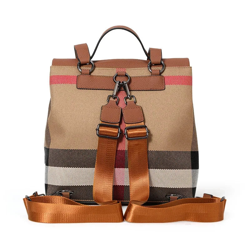 AIDRANI Canvas and cowhide patchwork college style pattern GlowCart