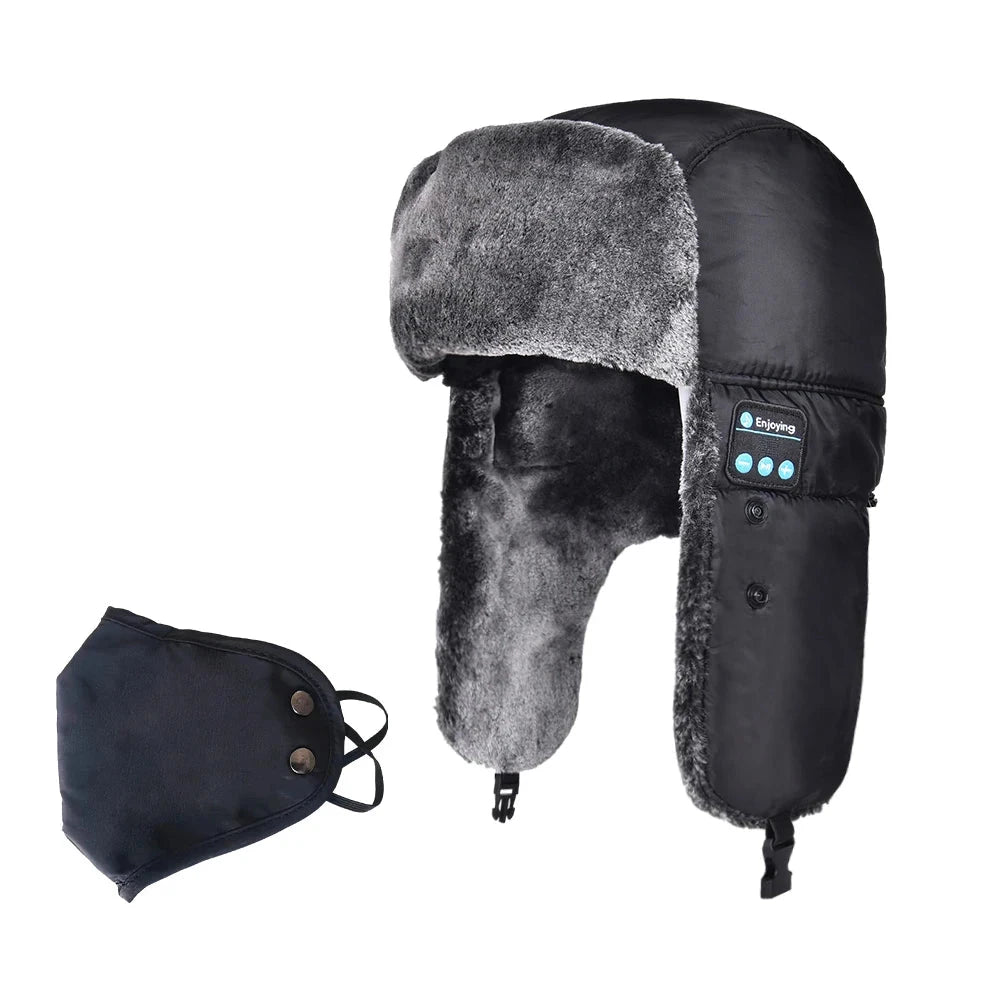 Wirelss Headset Hat Trapper Winter Russian Ushanka Ski Hat GlowCart