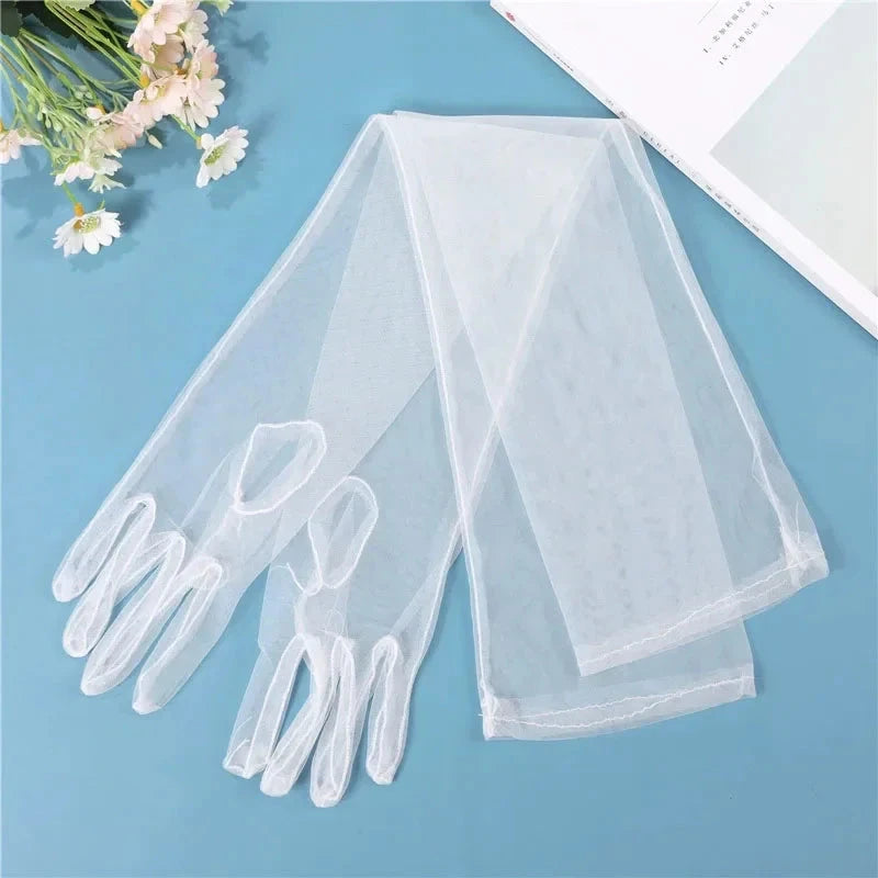 Women's Sexy Transparent Gloves Mesh Tulle Extra Long Gloves GlowCart