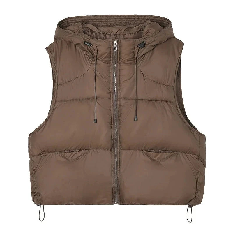 2025New Autumn Winter Down Cotton Vest Jacket Women Sleevele GlowCart