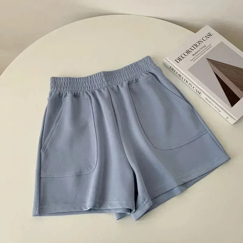 Women Simple Soft Shorts Large Size Casual Shorts Yoga Beach Pants Female Sports Shorts Wide Leg Bottoms Hot Streetwear GlowCart