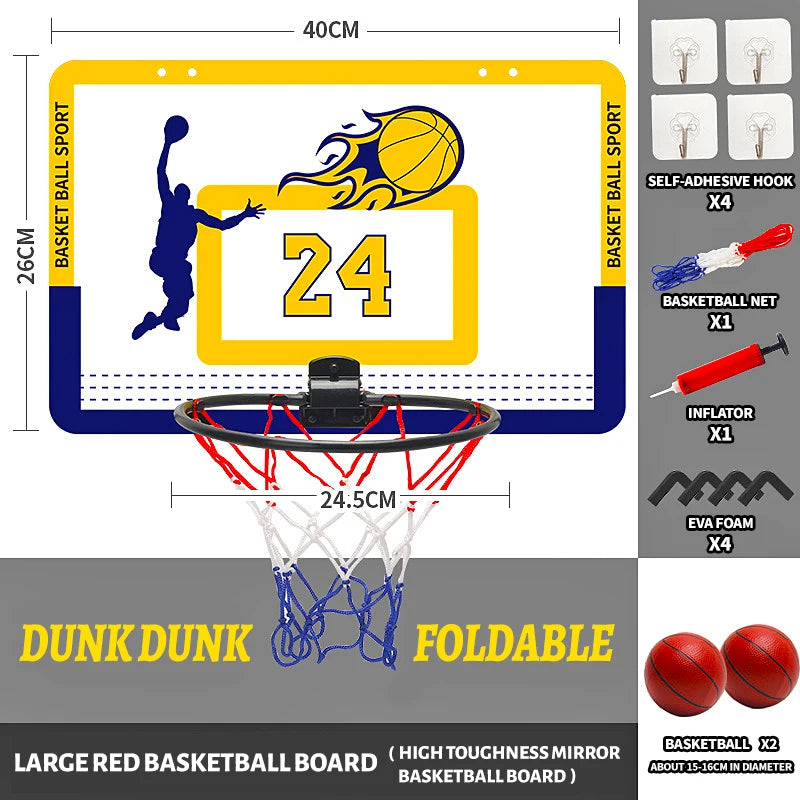 Children's wall mounted silent non porous foldable basketball stand indoor and outdoor activity basketball stand with basketball GlowCart