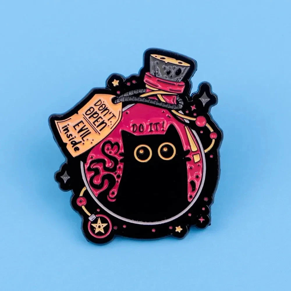 Funny Black Cat Enamel Brooch Pins Cute Animal Lapel Brooch GlowCart