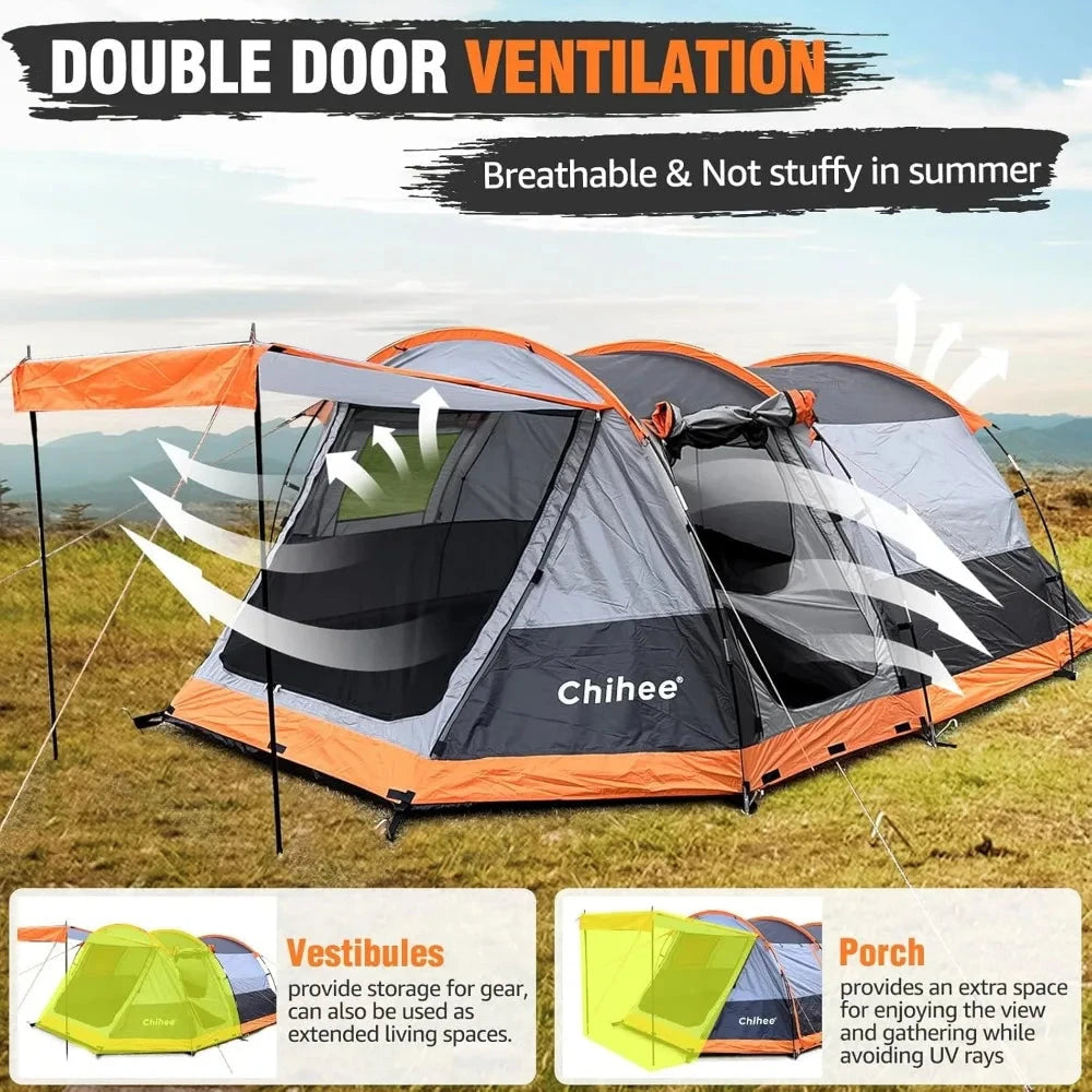 Camping Tents Tunnel Tent 4 Person Family Tents with 2 Doors GlowCart