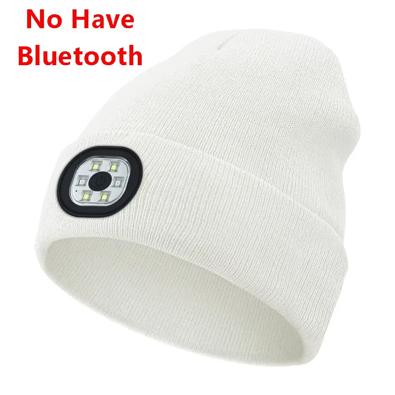 Can be equipped with Wireless Bluetooth music knitted hat new outdoorledlighting rechargeable detachable luminous sleeve cap GlowCart