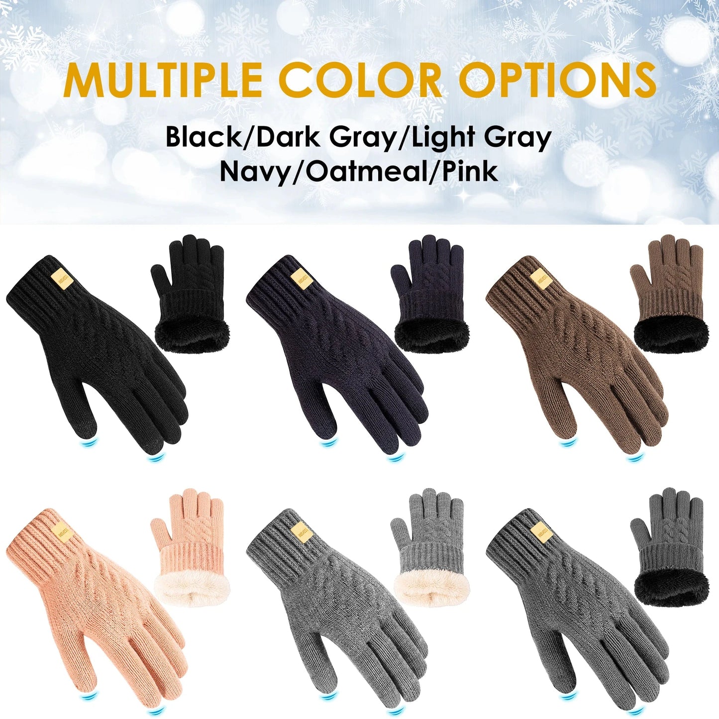 Winter warm sports gloves, with added insulation inside, GlowCart