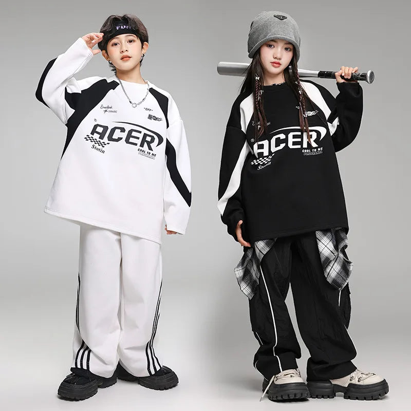 Children's Teen Boys Girls Streetwear Hiphop Sweatshirt Cargo Pant Sets Tracksuits Performance Clothing Kids Tshirt Trousers GlowCart