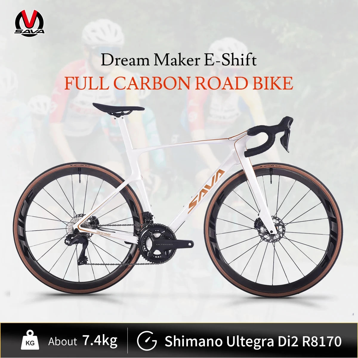 SAVA Dream Maker High-End Full Carbon Fiber E-Shift Bike with SHIMAN0 Di2 8170 Kit 24 Speed Race Road Bike GlowCart