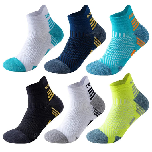 3 Pairs Marathon Socks Men Women Professional Sport Ankle Running Socks Thickened Cushioned Tube Low Cut Fitness Short Sock Mesh GlowCart