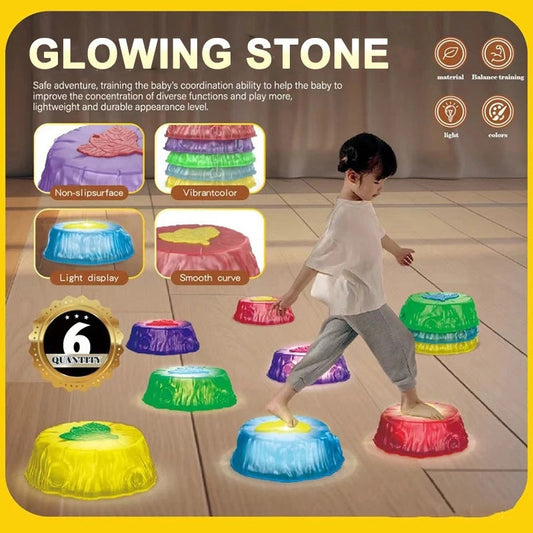 Kids LED Lights Stepping Stone Preschool Skills Sport Toy Toddler Sensory Integration Equipment  Activity Social Outdoor Game GlowCart