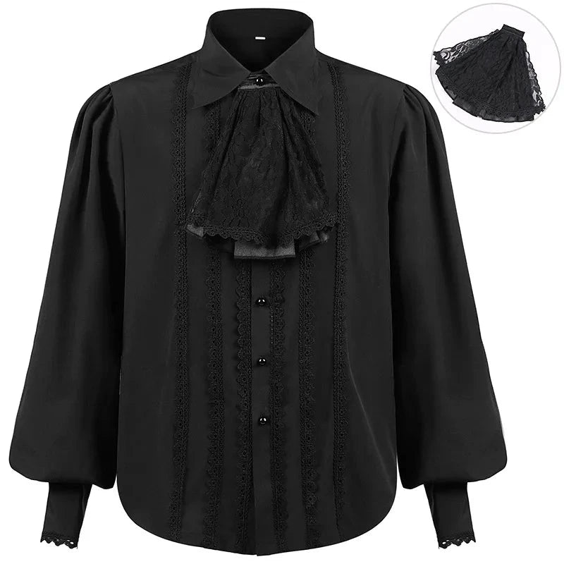 Men Dress Shirts Long Sleeve Vampire Renaissance Steampunk GlowCart