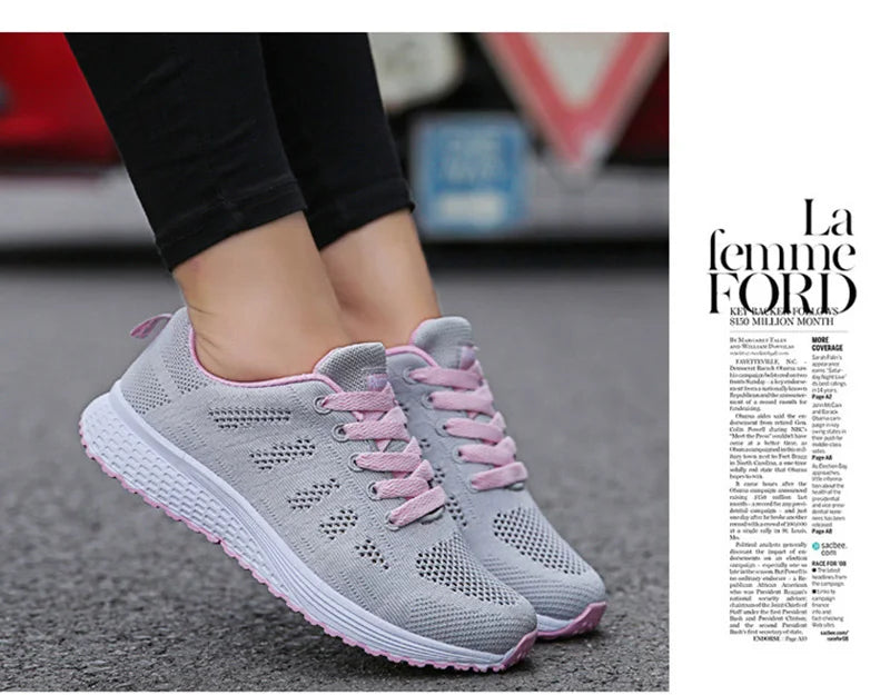 Women Casual Shoes Fashion Breathable Walking Mesh Flat