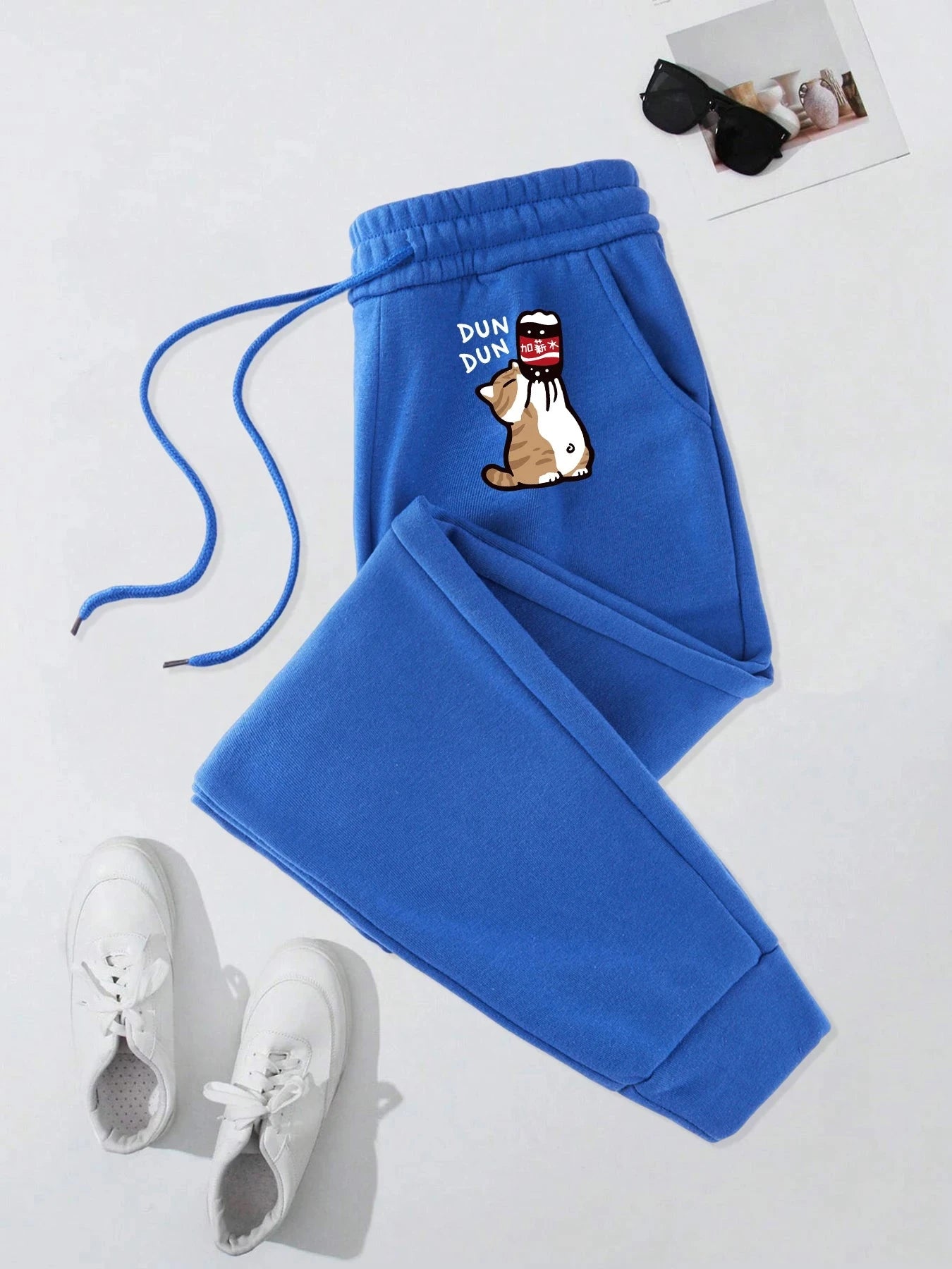 Cute Cat Drinking Coke Printing Mens Joggers Sweatpant GlowCart
