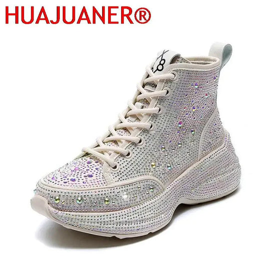 2025 Shiny Rhinestones Thick Sole Autumn Winter Short Ankle GlowCart