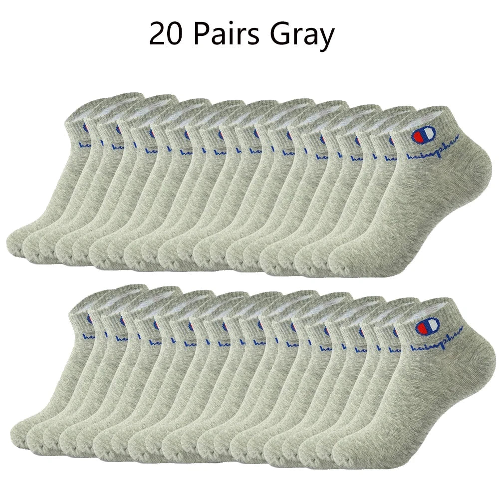 5/10/20 Pairs Men Ankle Socks Cotton Brand Classic Fashion Black White Socks Breathable Mesh Athletic Sports Socks for Summer GlowCart