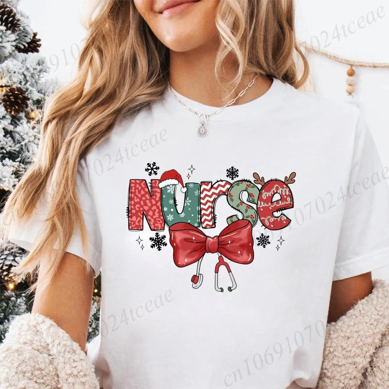 Christmas Nursing Women's T-shirts Christmas Nurse Shirt GlowCart