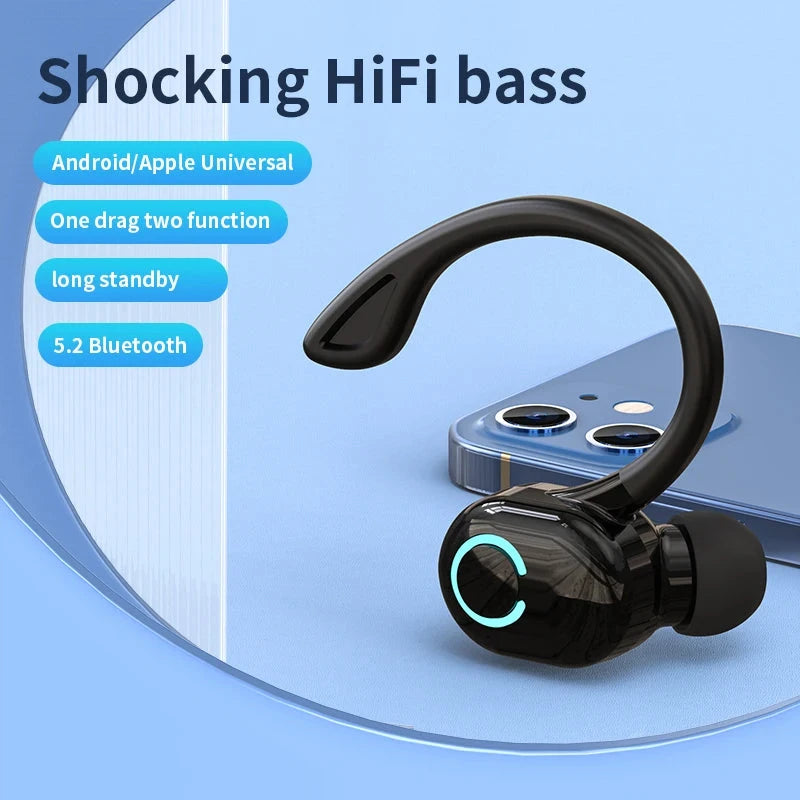 Wireless Bluetooth Earphones HIFI Bass With HD MIC Ear-Hook GlowCart