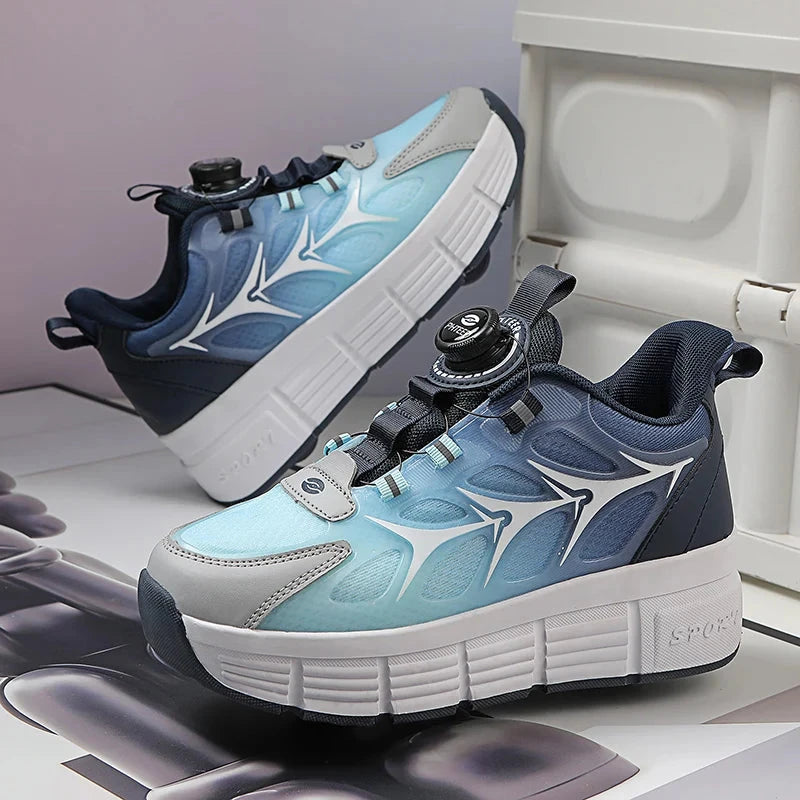 Childrens Two Wheel Skating Shoes New Fashion Stretchable Boys Outdoor Walking Sneakers Daily Student Amuse Casual Skating Shoes GlowCart