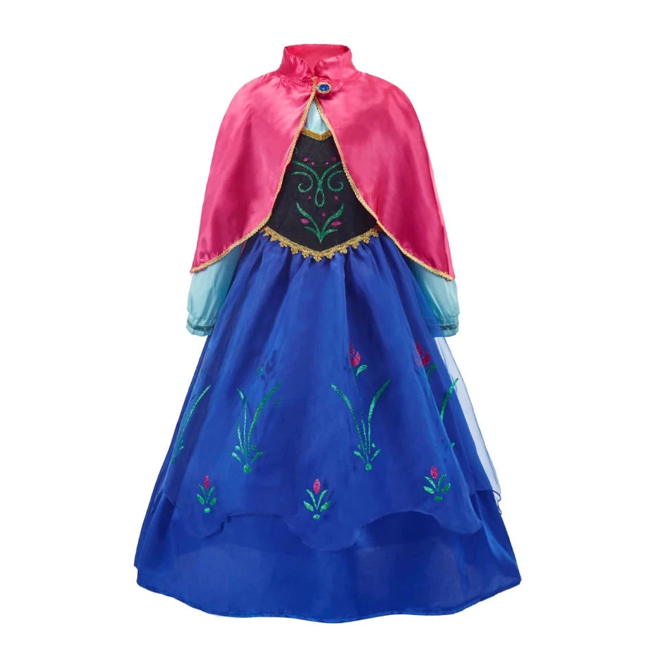 Princess Dress for Girls Elsa Anna Cosplay Costume Kids Jasmine Belle Cinderella Aurora Halloween Christmas Party Elegant Dress GlowCart