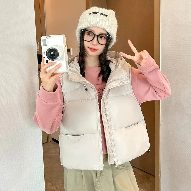 2025New Autumn Winter Down Cotton Vest Jacket Women Sleevele GlowCart