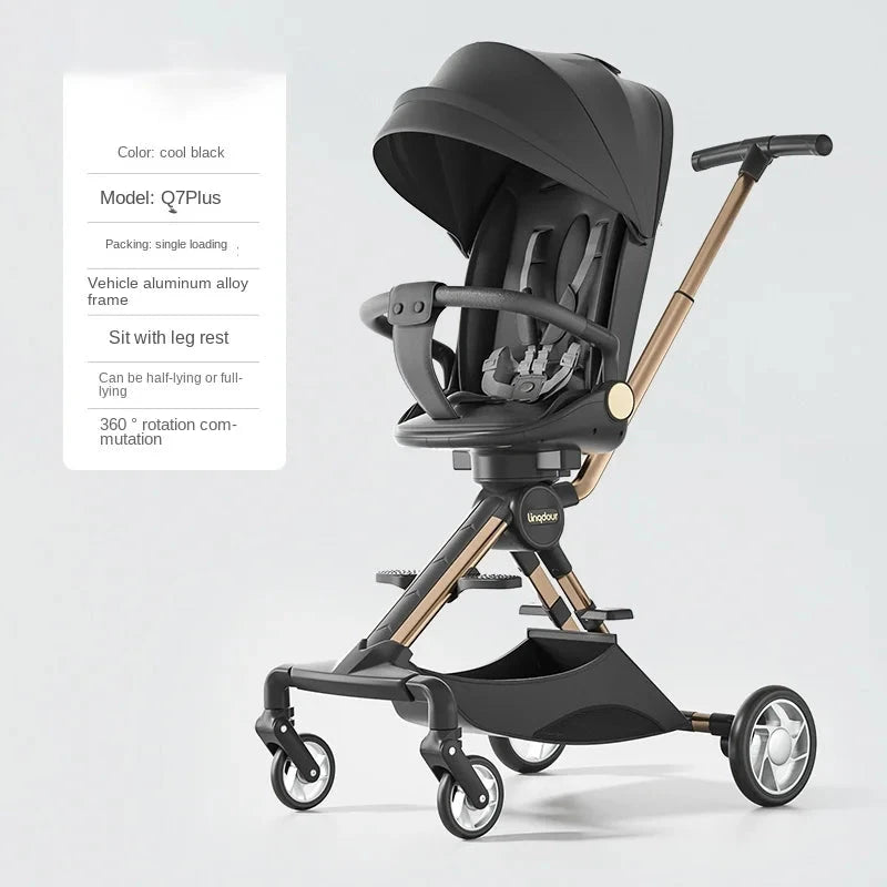 Baby Stroller Can Sit or Lie Down a Button Folding Lightweight Carrying High Landscape Mobile Dining Chair Two-way Stroller GlowCart