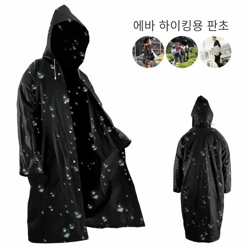 Fashion Black Adult Windbreaker Style Waterproof Long GlowCart