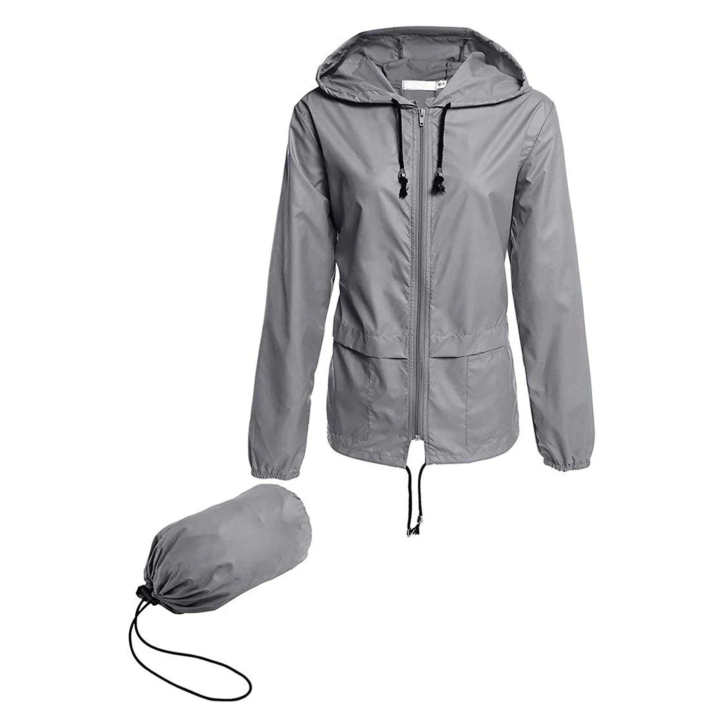 Women Packable Rain Jacket Outdoor Hooded Windbreaker with GlowCart