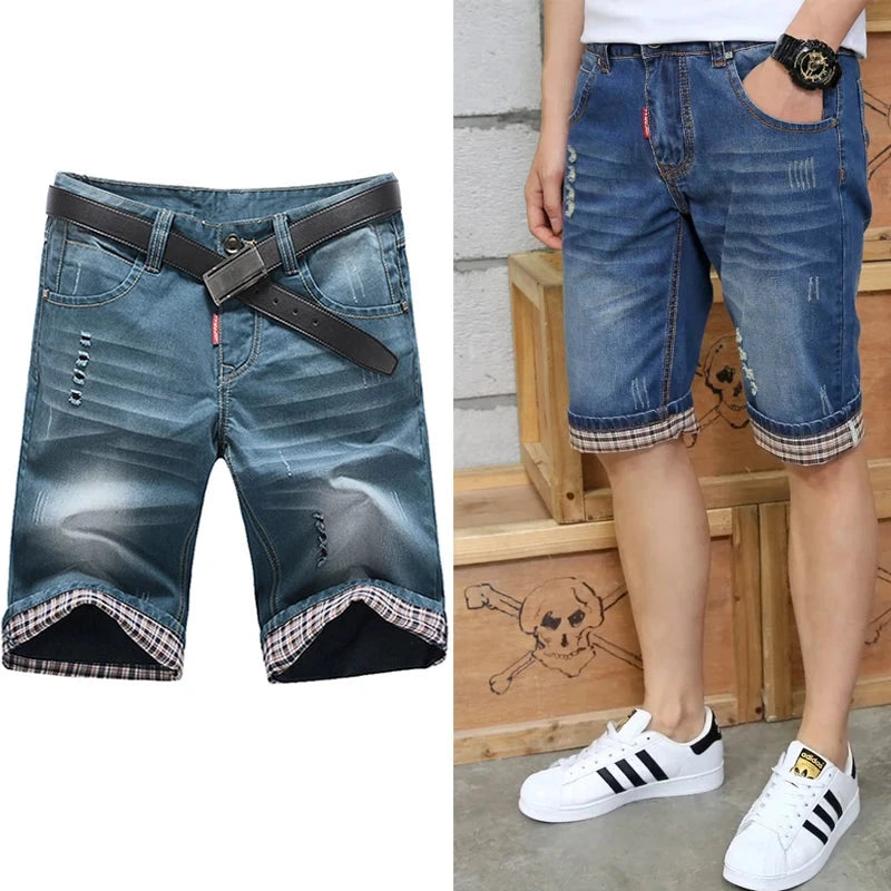 High quality Big size Denim shorts Summer Shorts Men Ripped GlowCart