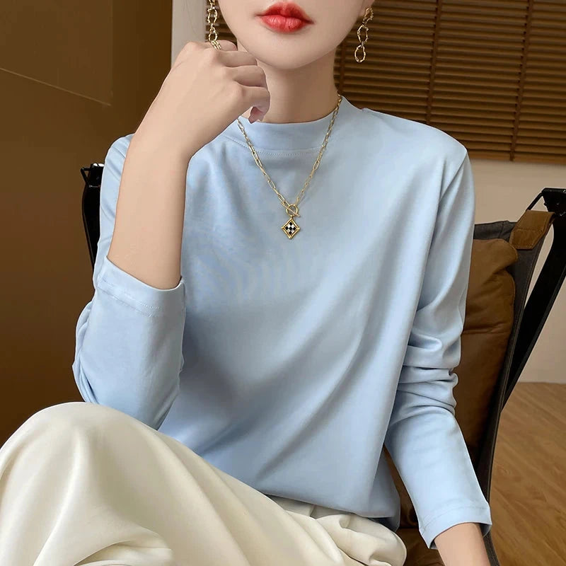 Spring and Autumn Half-high-necked Women's Long-Sleeved GlowCart