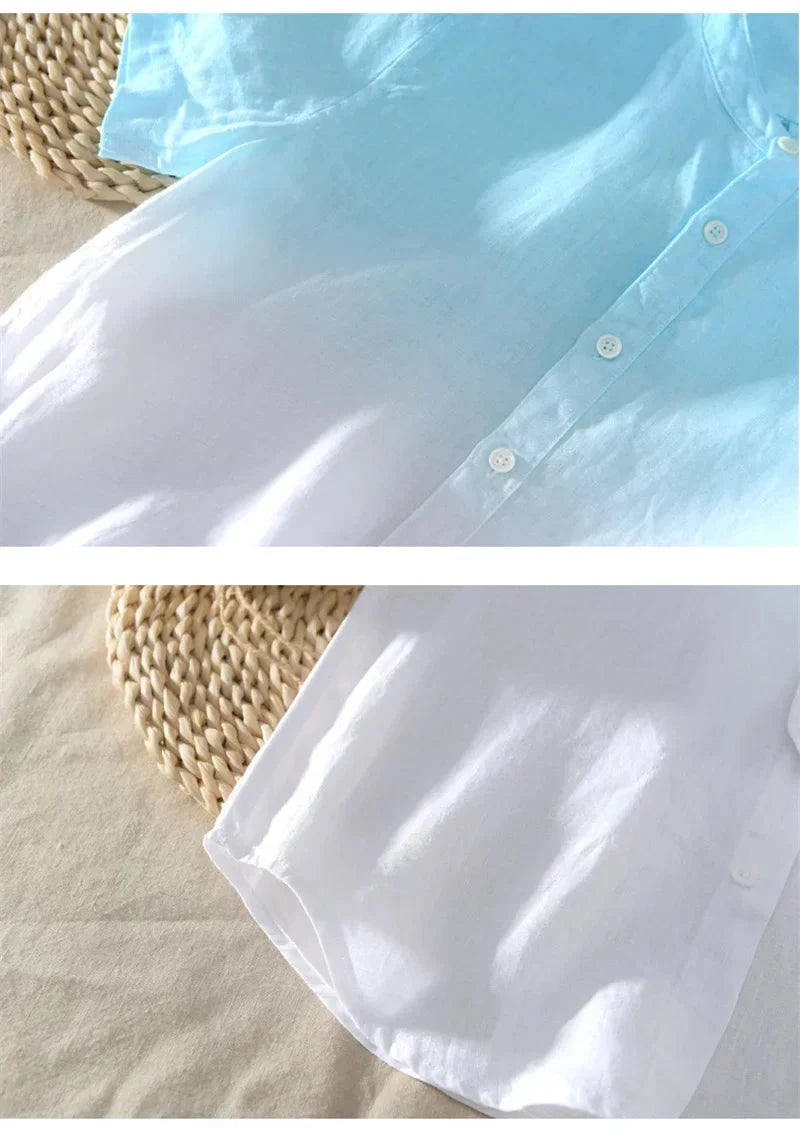 Short-sleeved shirt 100% linen cool breathable comfortable GlowCart
