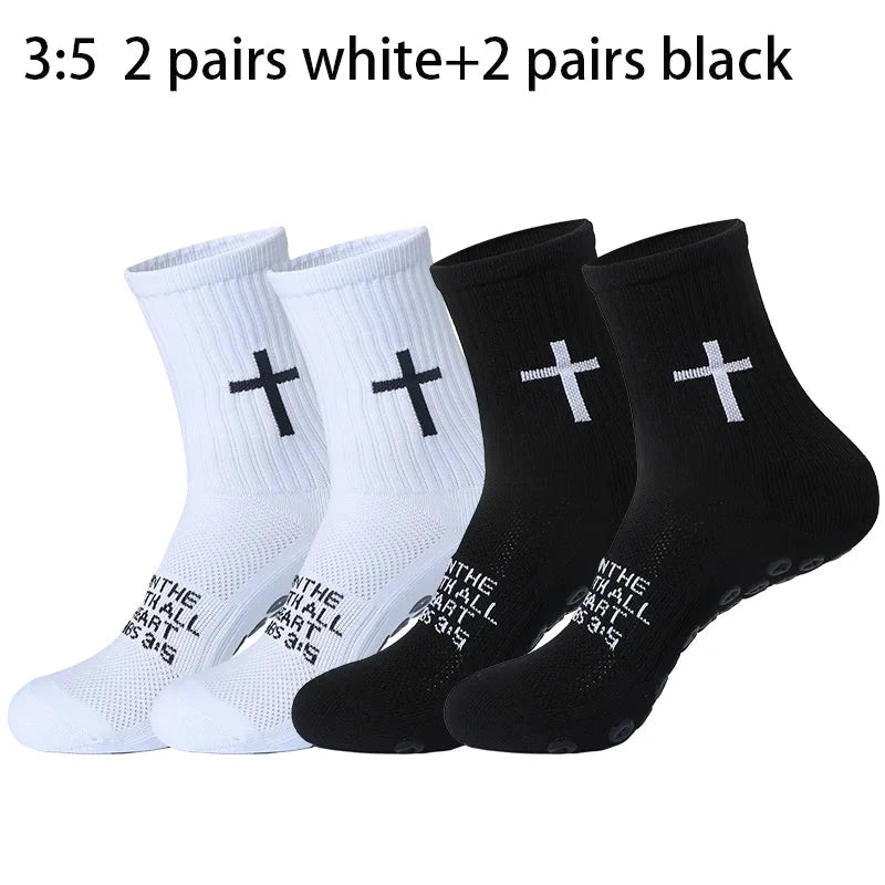 4 Pairs Christian socks Prayer socks Birthday Gifts ,Cross Grip Soccer Socks - Anti-Slip Grips Sports Sock with Bible GlowCart