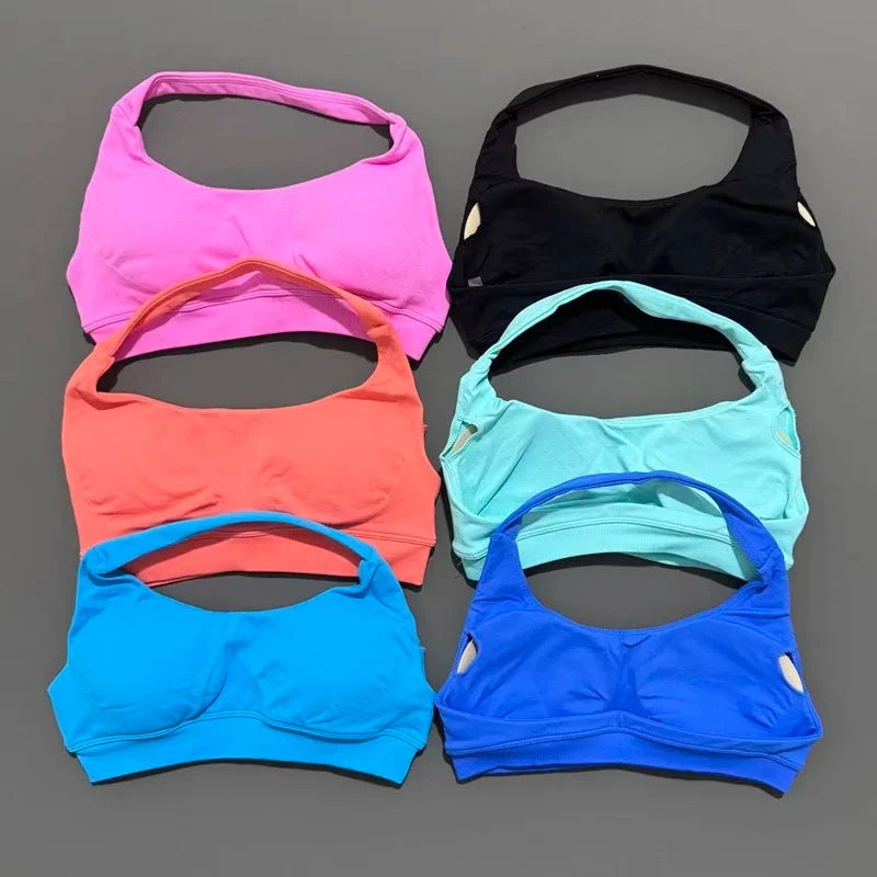 HISTELLO Impact Sports Bra Women Seamless Halter Clothes Push-up Vest Brassiere Gym Top Backless Yoga Workout Running Underwear GlowCart