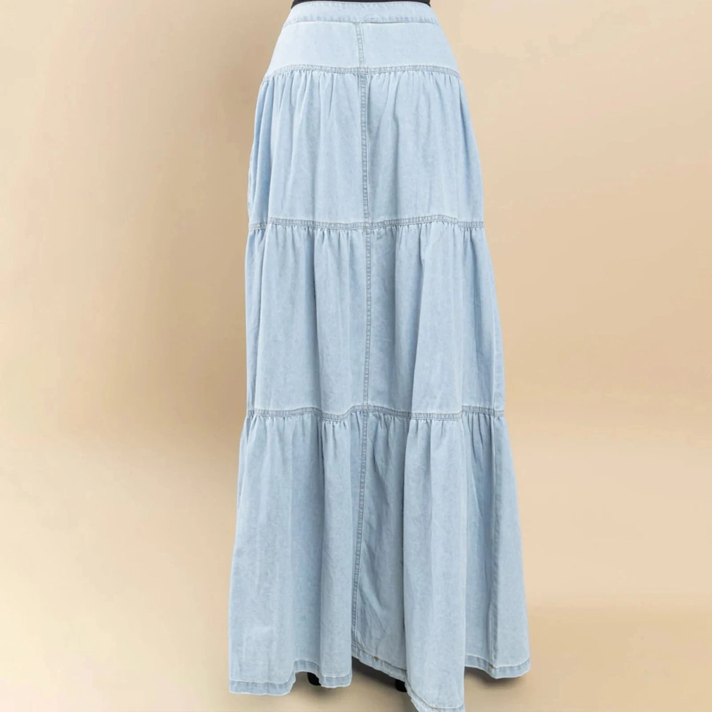 2025 New Fashion Women's Denim Long Skirt Stylish Solid High Waist A-Line Jean Skirt for Summer & Spring GlowCart