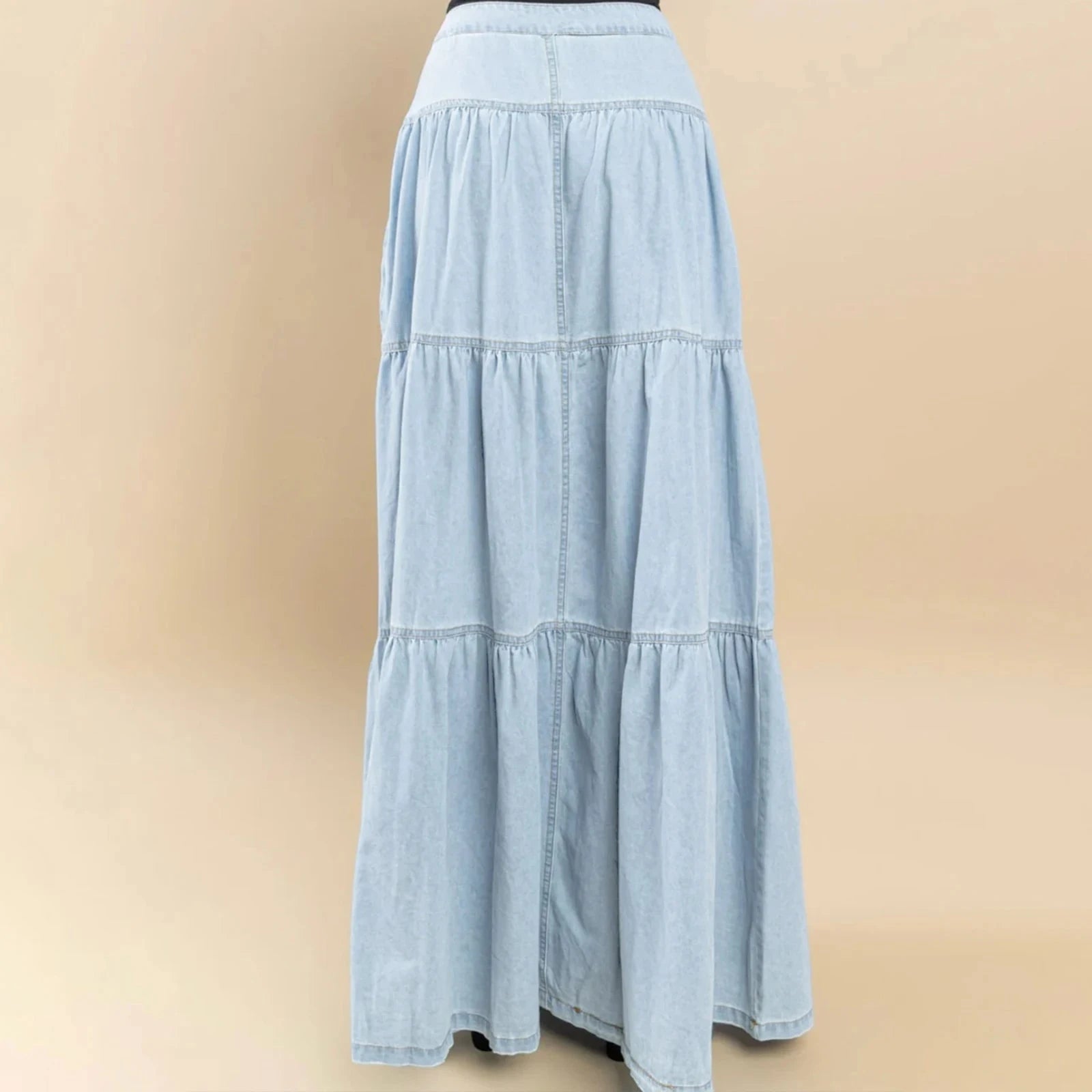 2025 New Fashion Women's Denim Long Skirt Stylish Solid High Waist A-Line Jean Skirt for Summer & Spring GlowCart