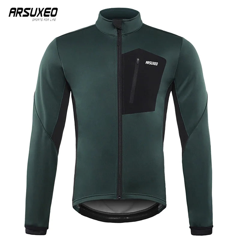 ARSUXEO Men's Thermal Winter Cycling Jacket  Windproof Waterproof Breathable Bike Jacket for Cold Weather Riding GlowCart