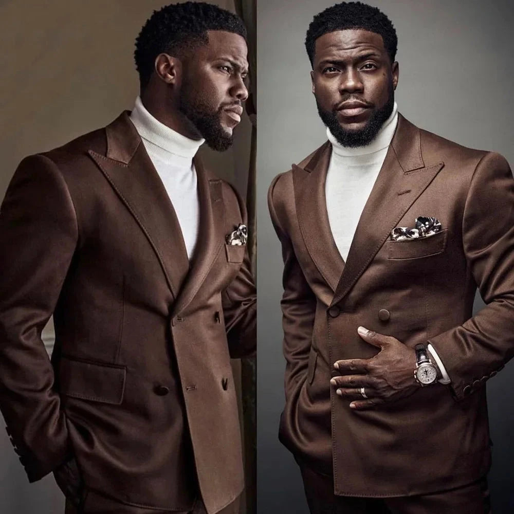 Latest Design Houndstooth Jacket Men‘s Suit Set Brown Pant GlowCart